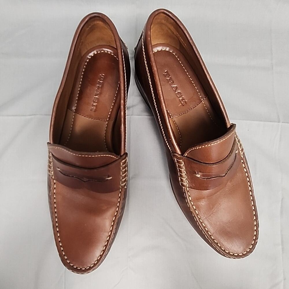 Trask 9M Sadler Penny Loafer Cognac Sheepskin Soft Leather Handsewn 30-0850 - Picture 2 of 5